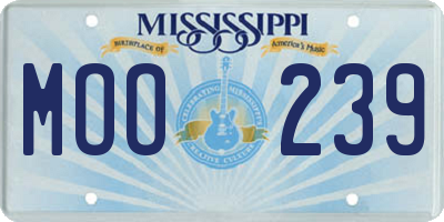 MS license plate MOO239