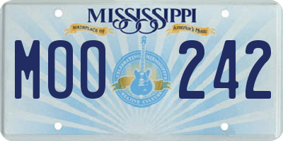 MS license plate MOO242