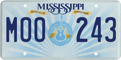 MS license plate MOO243