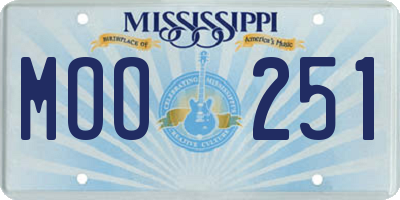 MS license plate MOO251