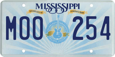 MS license plate MOO254