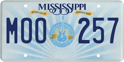 MS license plate MOO257