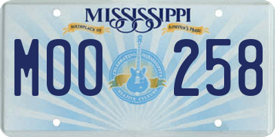 MS license plate MOO258