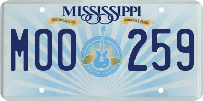 MS license plate MOO259