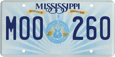 MS license plate MOO260