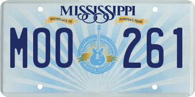 MS license plate MOO261