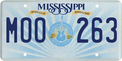 MS license plate MOO263