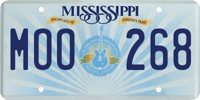 MS license plate MOO268