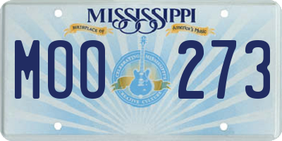 MS license plate MOO273