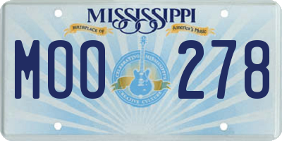 MS license plate MOO278