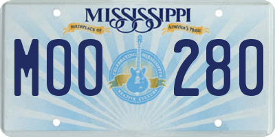 MS license plate MOO280