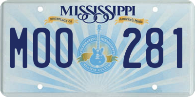 MS license plate MOO281
