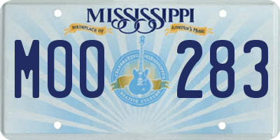 MS license plate MOO283