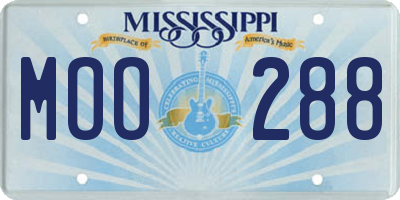 MS license plate MOO288