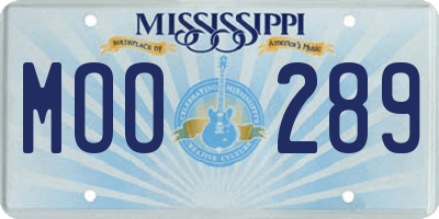 MS license plate MOO289