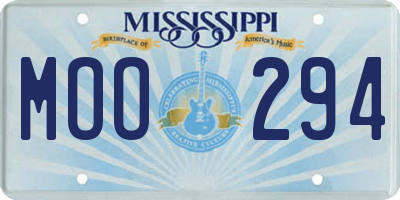 MS license plate MOO294
