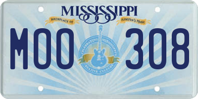 MS license plate MOO308