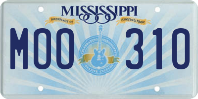 MS license plate MOO310