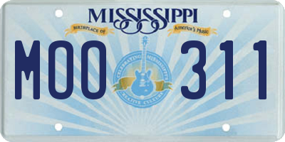 MS license plate MOO311