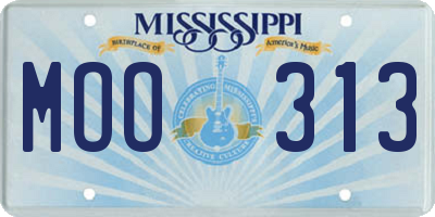 MS license plate MOO313