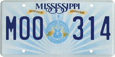 MS license plate MOO314