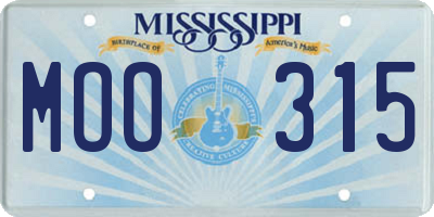 MS license plate MOO315
