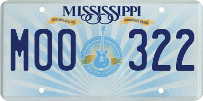 MS license plate MOO322