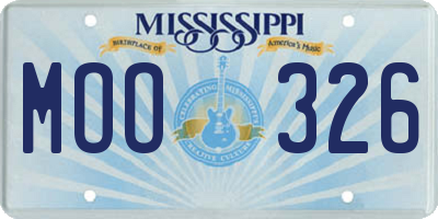 MS license plate MOO326