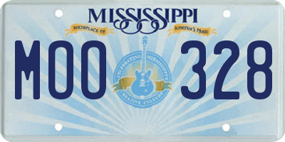 MS license plate MOO328
