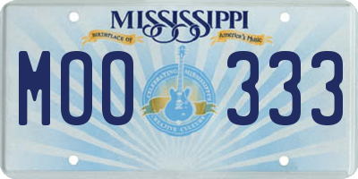 MS license plate MOO333