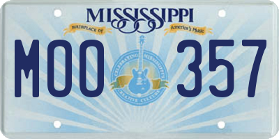 MS license plate MOO357