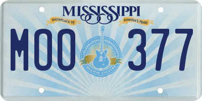MS license plate MOO377