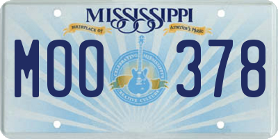 MS license plate MOO378