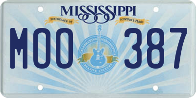 MS license plate MOO387