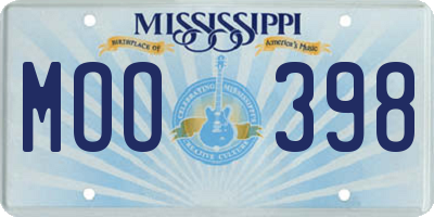 MS license plate MOO398