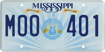 MS license plate MOO401