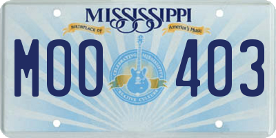 MS license plate MOO403