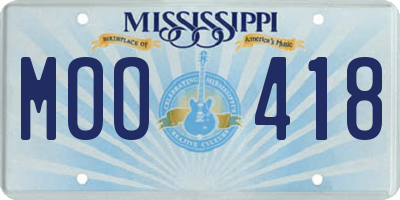MS license plate MOO418