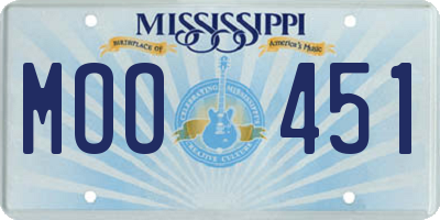 MS license plate MOO451