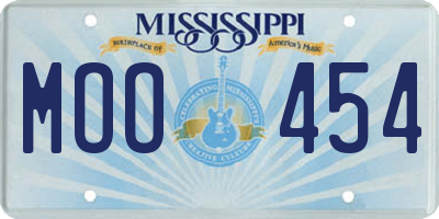 MS license plate MOO454