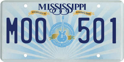 MS license plate MOO501