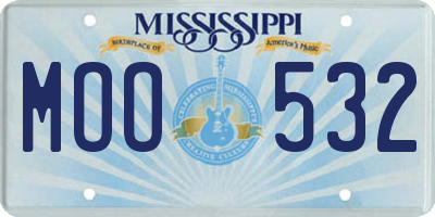 MS license plate MOO532