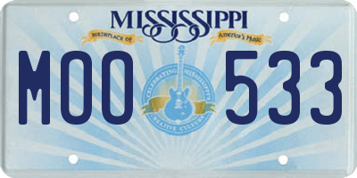 MS license plate MOO533