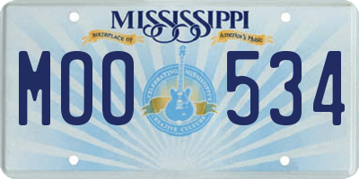 MS license plate MOO534