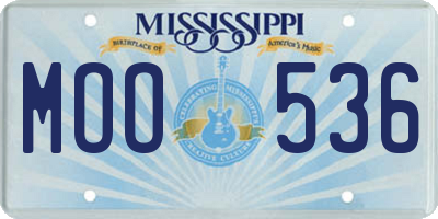 MS license plate MOO536