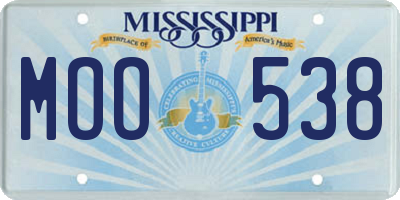 MS license plate MOO538