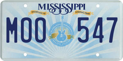 MS license plate MOO547