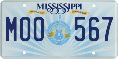 MS license plate MOO567