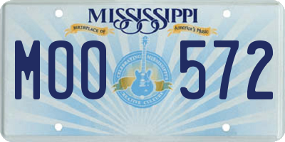 MS license plate MOO572
