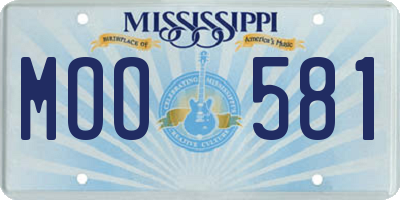 MS license plate MOO581